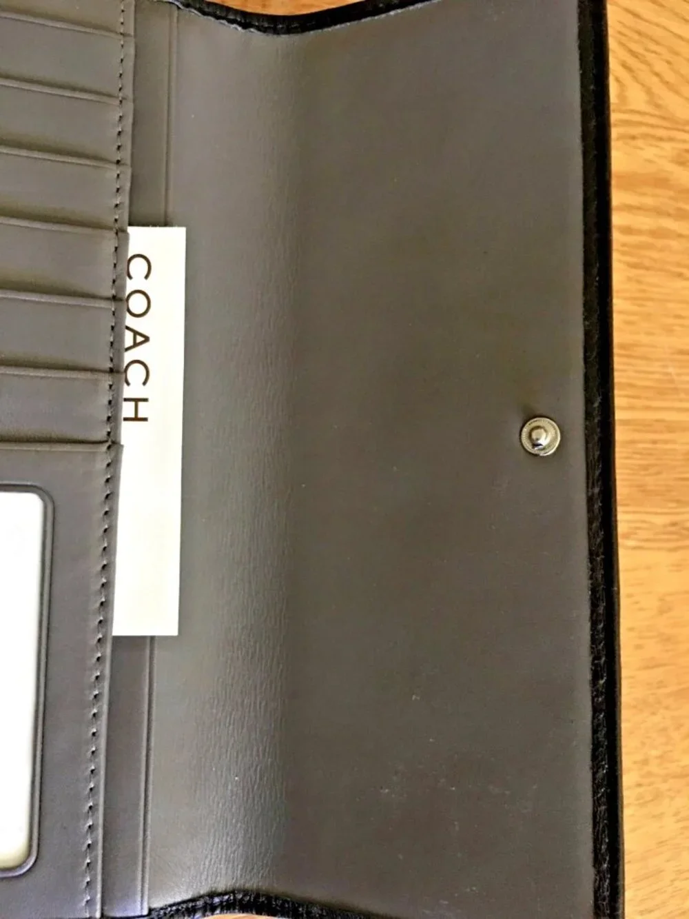 Coach Gramercy Black Woven Jacquard Signature Checkbook Clutch Wallet F42945